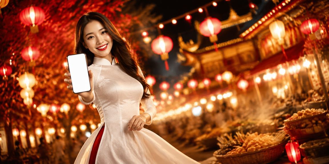 Người phụ nữ Huế mặc áo dài sử dụng điện thoại truy cập live casino trên 2488